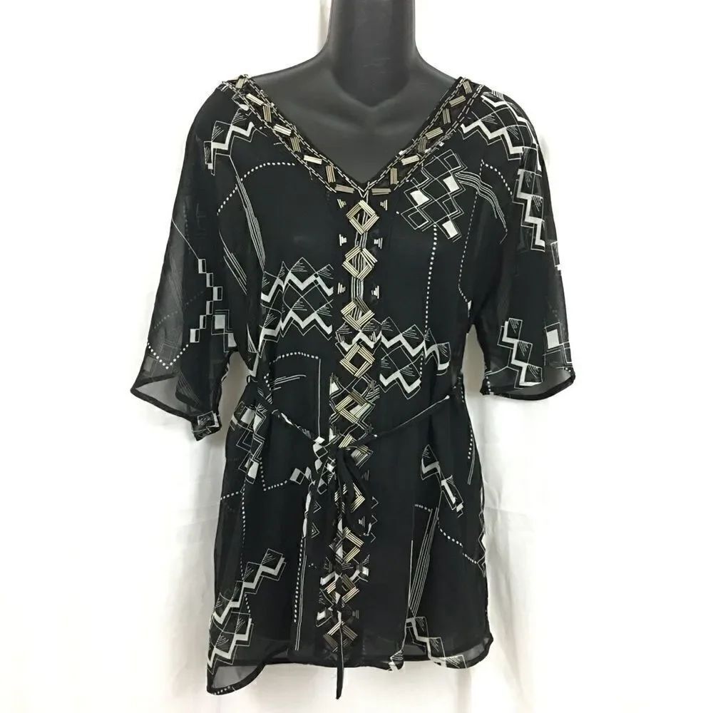 A pea in the Pod embellished tunic sheer blouse s